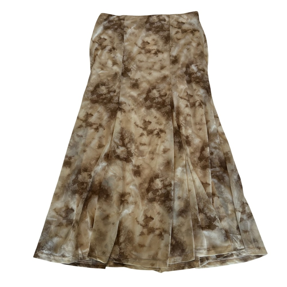 Moon River Anthropologie Tie Dye Maxi Skirt Trumpet Mermaid Neutral Brown Cream